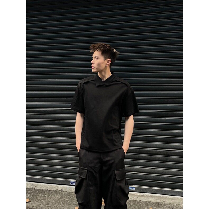 美式复古短袖男款夏季cleanfit不规则正肩t恤重磅半袖L50011-P33,男装T恤,星座1008