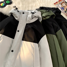 毛毯平铺拼色工装面包服时尚连帽保暖棉衣A247-MY560特批85，男装棉衣，电商A247