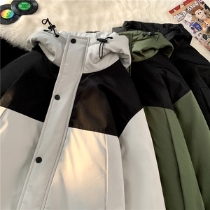 毛毯平铺 拼色工装面包服时尚连帽保暖棉衣A247-MY560 特批85图片