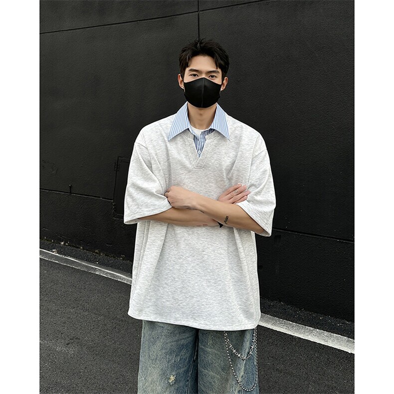 【现货】T1009-P30特控58大码衬衫V领短袖,男装T恤,电商D232