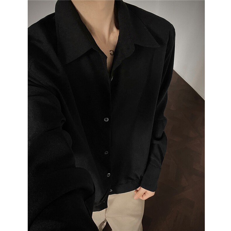 2025早秋老钱风立体剪裁休闲长袖纯色衬衫外套男女H1124特40，男装衬衫，电商A341