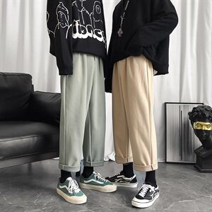 呢料裤子不起球舒适韩版宽松直筒西裤休闲裤百搭裤子