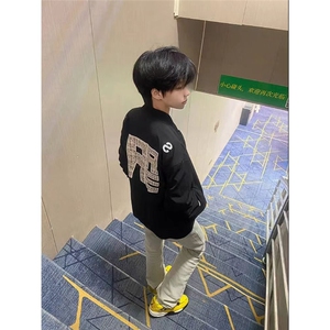潮美式oversize字母刺绣飞行夹克男春秋新款设计感情侣装棒球服图片