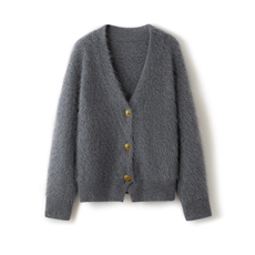 2026年秋季时尚百搭通勤简约休闲V领开衫，女装羊绒衫，致织羊绒