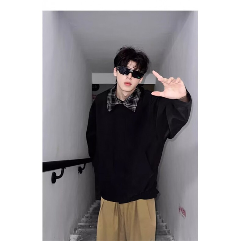 J9984-P70美式复古vintage假两件翻领短款棒球服夹克,男装夹克,星座617A-2