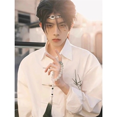 风男装新中式衬衫男白色衬衣长袖513CS1816P39，男装衬衫，星座513