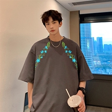 2026夏季新款美式复古花卉印花短袖男宽松圆领T恤-A2070TP20控39，男装T恤，电商B241