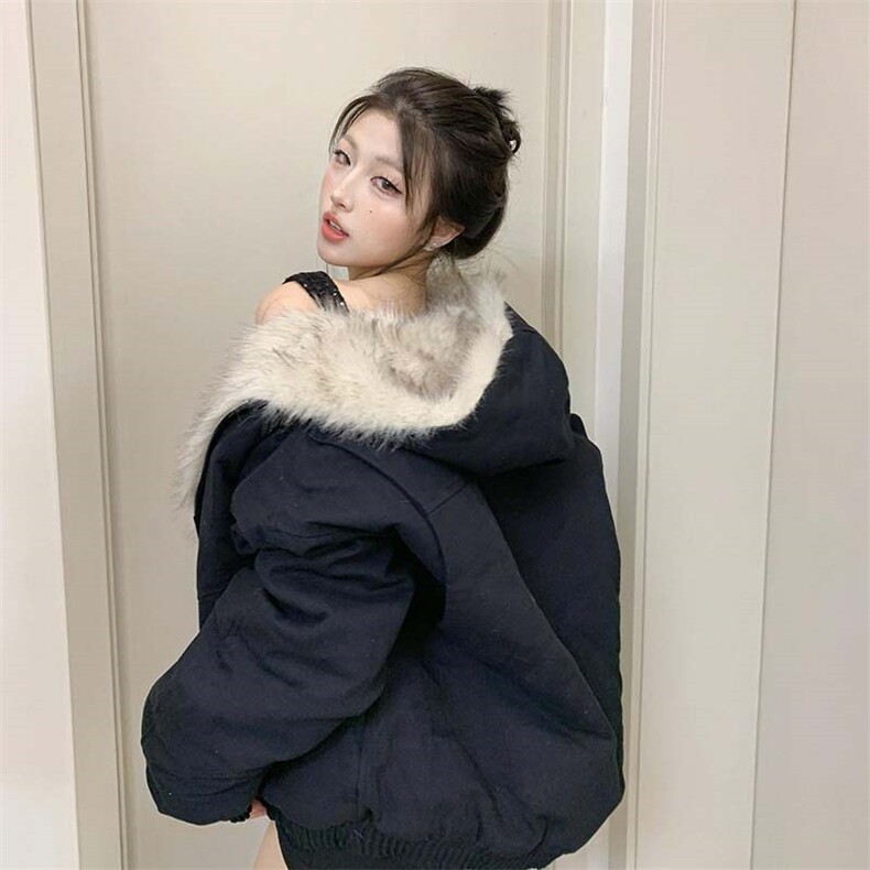 现货高品质美式高街冬季重磅硬挺短款座山雕毛领棉衣男女加厚外套,男装棉衣,电商A486