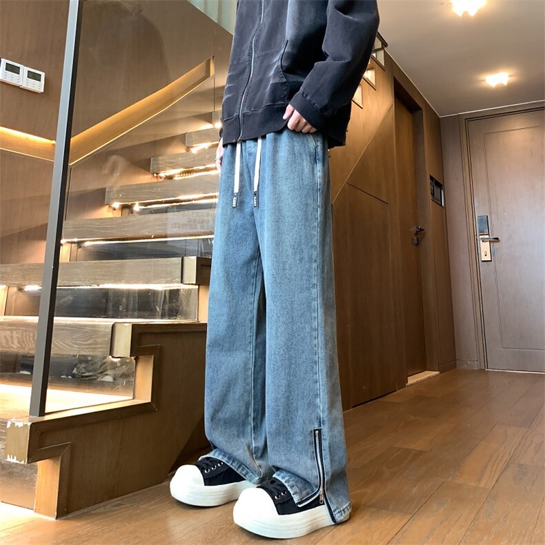 公寓风A129-K083P48秋冬水洗牛仔长裤【抖音客户可持续提供视频】,男装休闲裤,电商A129