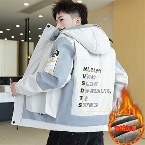 冬季长口袋棉服男模特加厚夹克风衣保暖外套工装棉衣粉865加绒图片