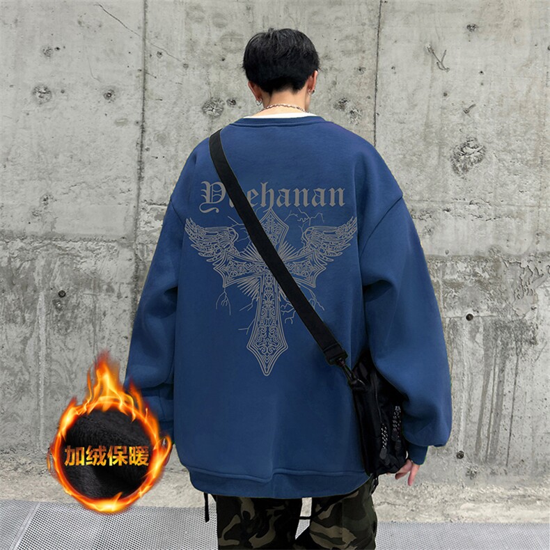 抖音供货、复合重磅加绒现货圆领卫衣宽松D223A-JR-YL2344-特P33,男装卫衣,电商019-1