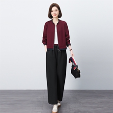 2025年新款休闲运动两件套装女开衫卫衣小衫弯刀裤宽松显瘦直筒裤，女装套装/套裙，璐依舞