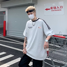 短袖t恤男欧美潮牌半袖精梭棉宽松嘻哈高街百搭上衣字母印花潮酷，男装T恤，星座1013
