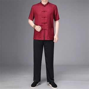 唐装太极服中式立领风短袖套装时尚爸爸装SF9783-P148图片