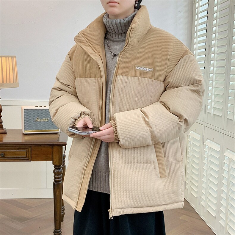 灯芯绒拼接棉衣冬季立领宽松情侣面包服XZ225-3-MF8099-P85控125，男装棉衣，星座225-3