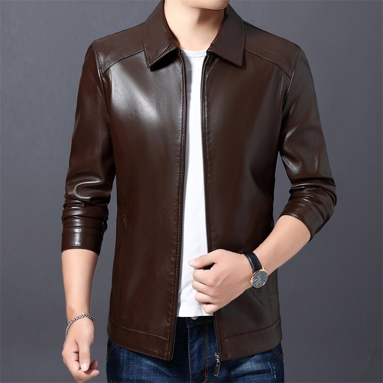 2023年春款休闲时尚高端男士外套上衣皮衣PU夹克P145，男装皮衣，电商D223-1
