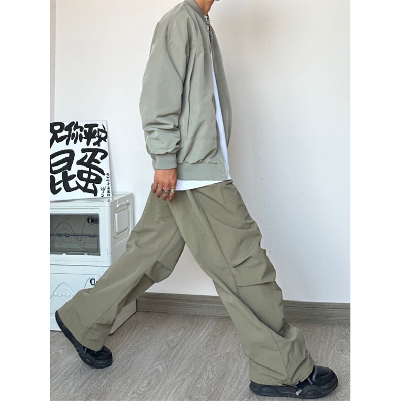 2023复古高街春秋轻薄防水冲锋裤男女抽绳直筒宽松KS61-P60,男装休闲裤,电商A021