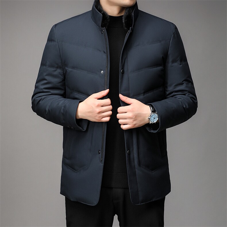 冬季新款男士加厚保暖羽绒服中年翻领商务休闲白鸭绒外套男装,男装羽绒服,电商B212（原钱塘6029）