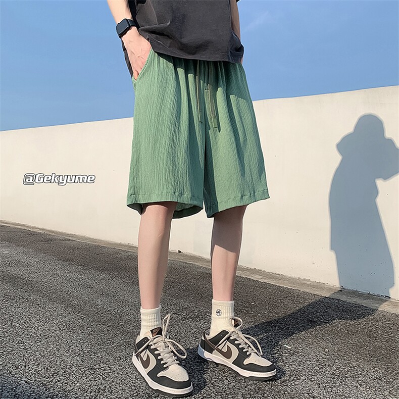 8XL-M特大码冰丝休闲五分运动短裤肌理感褶皱裤DK1507P30控48,男装休闲裤,电商D206-1