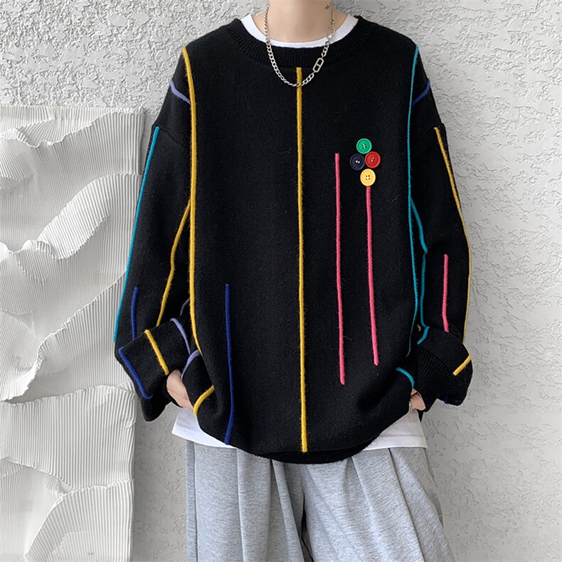 8XL-M特大码冬季慵懒?宽松感拼色流苏软糯羊针织毛衣MY1203P65,男装针织衫/毛衣,电商D206-1