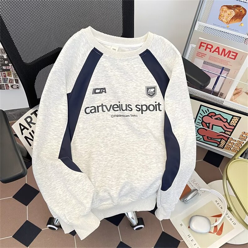 网图美式复古插肩卫衣男秋冬季撞色打底衫圆领长袖t恤WY49-特P43,男装T恤,星座1007（原301D）