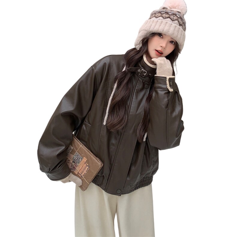 【大货已出】休闲机车款加绒加厚皮毛外套2C233-809-P175-K269,女装棉衣/棉服,2C233