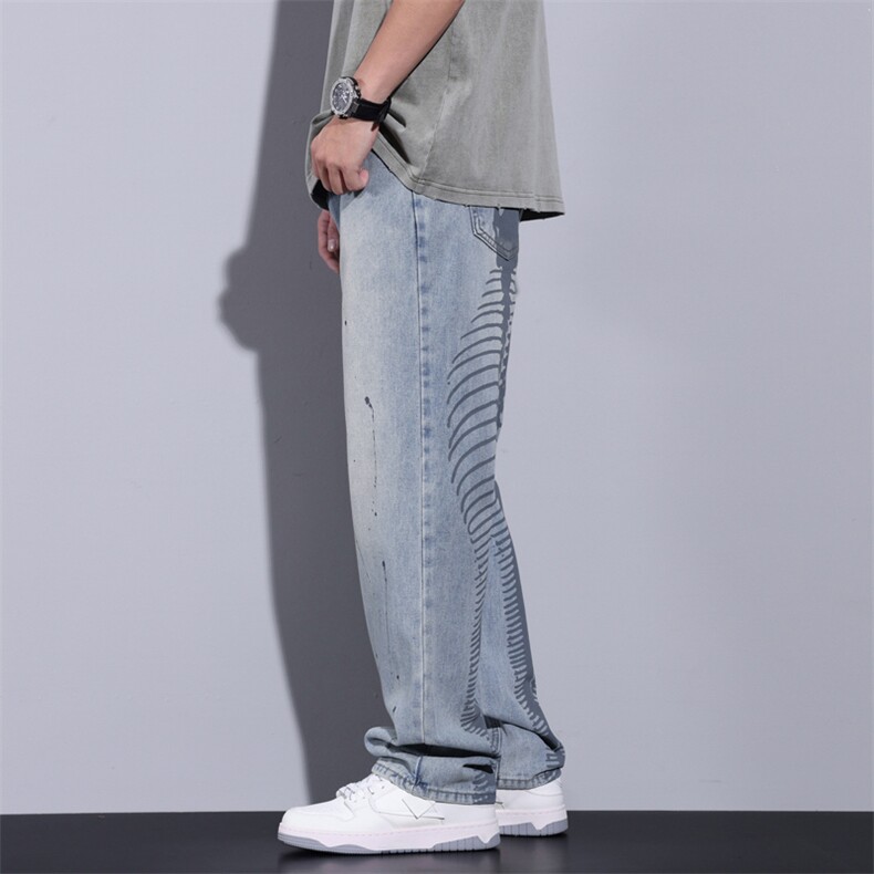 复古直筒牛仔裤男春夏新款百搭显瘦宽松垂感阔腿微喇裤DY16#-P57,男装牛仔裤,电商A178-1