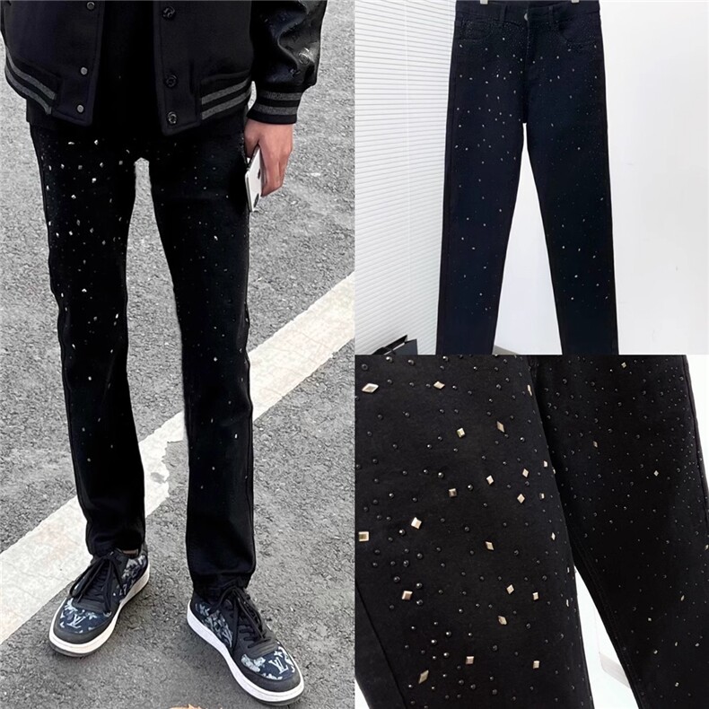 修身牛仔裤男镶钻小脚裤YT1012P45,男装牛仔裤,星座1112-1