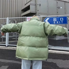 pu皮棉衣男冬季加厚ins潮流立领宽松棉服潮牌美式贴标赛车服外套，男装棉衣，星座410-7