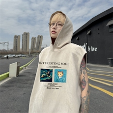 麂皮绒连帽背心坎肩男T恤美式港风JLB454-P30控48，男装背心/马甲，电商B370