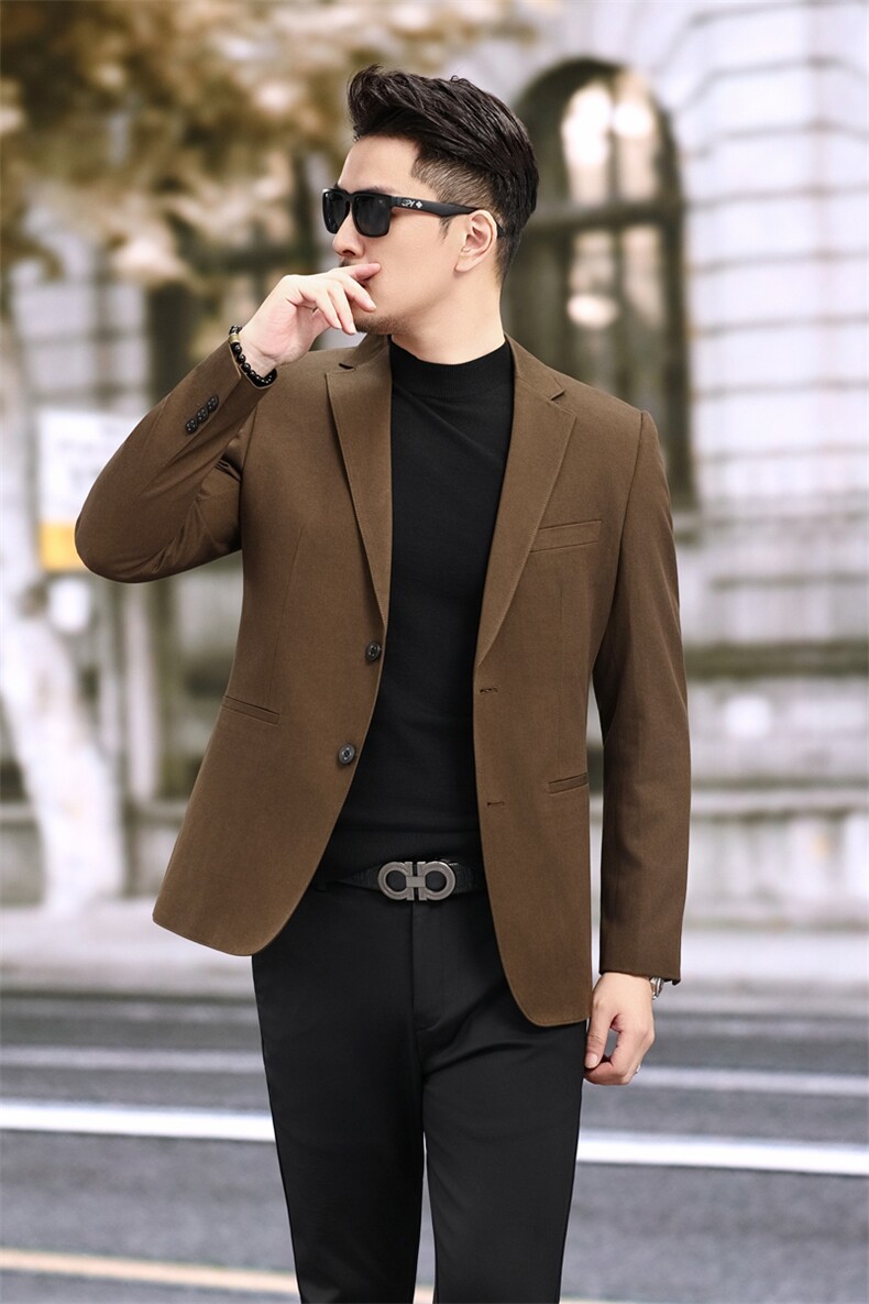 秋冬新款西服休闲复古天丝棉西装男2501P165,男装西服套装,电商D225-1