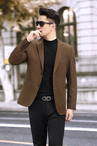秋冬新款西服 休闲复古天丝棉西装男 2501 P165图片