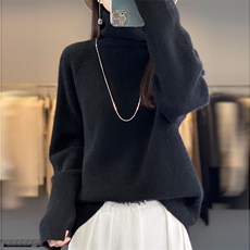 2024年秋季羊毛套头纯色高领长袖时尚针织羊毛衫，女装羊毛衫，冀清阳荣