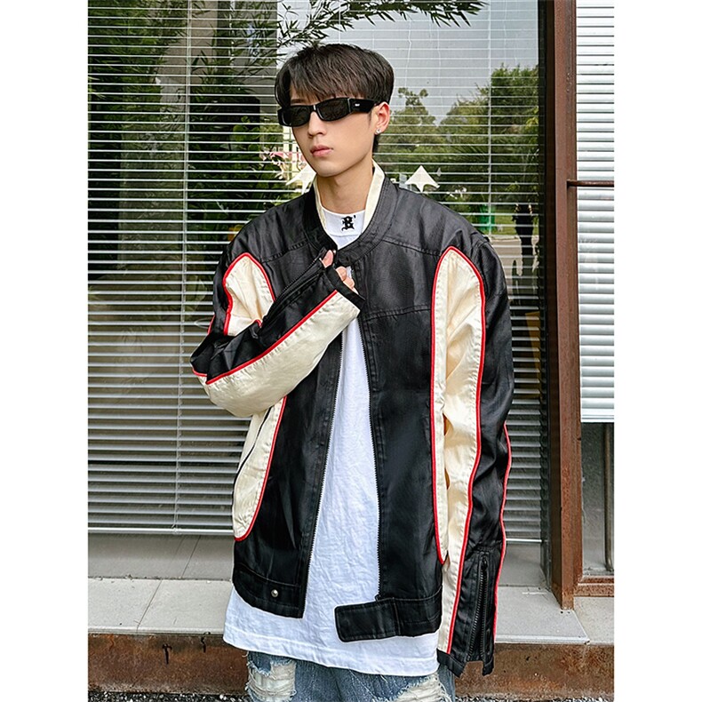 B221 美式ins高街暗黑痞帅型男机车服外套上衣 SY2306-P90控118图片