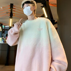 水貂毛秋冬新款粉色渐变毛衣女慵懒风小众宽松针织上衣MZ508-P64，男装针织衫/毛衣，星座412-2