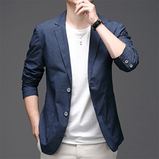 休闲西装男士春秋薄款西服2022韩版修身男装爸爸商务小西装外套潮，男装西服，钱塘6003（原4033）