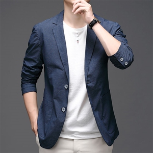 休闲西装男士春秋薄款西服2022韩版修身男装爸爸商务小西装外套潮图片