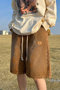 XZ616 夏季新款麻绳贴标牛仔裤休闲短裤 TY815 P45控58图片