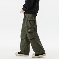 8XL-M美式机能加绒加厚冲锋裤男冬季宽松大码刺绣工装裤KZ020P50，男装工装外套，电商B312