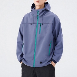 中性风户外夹克男连帽纯色上衣冲锋衣外套DSA157B-JK7870-P65图片