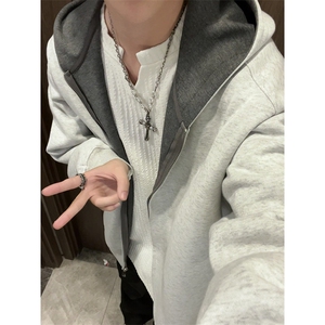 秋季复古休闲卫衣男女宽松休闲百搭高级感长袖上衣W4701-特价P50图片