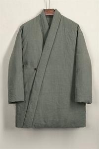 秋冬新款风男装棉麻男士中长款改良汉服棉袄外套Y07P150图片