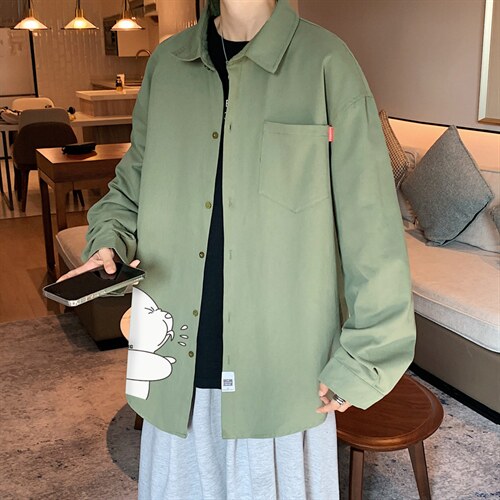 春季长袖衬衫男宽松港风衬衣男外套男CSCS281-P35图片