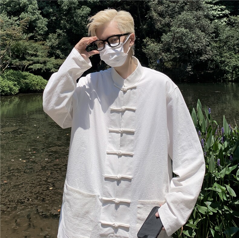 春秋棉麻复古青年汉服风唐装男女新中式外套中山装C04524-P45,男装衬衫,星座308B-2