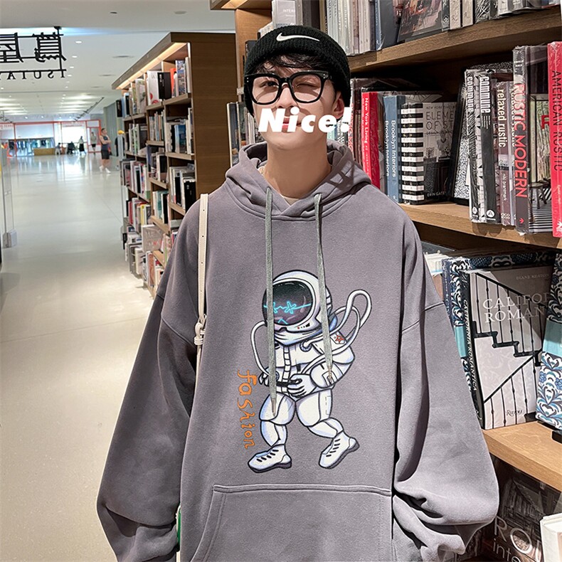 2024年秋冬季新款宽松港风宇航员长袖连帽卫衣A071-W555-P45,男装卫衣,电商A071