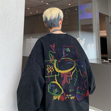 美式潮牌重磅水洗做旧圆领卫衣力推大码男XZ517A-2-Y7740-P58，男装卫衣，星座517A-2