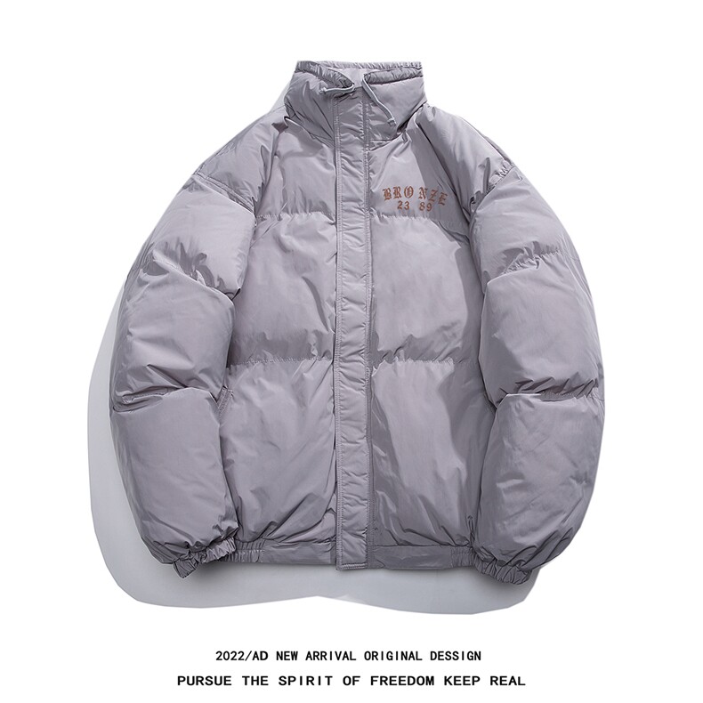 白鸭绒白底冬季潮流印花抽绳设计立领羽绒服YR215P195控258,男装羽绒服,电商A247-1