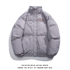 白鸭绒白底冬季潮流印花抽绳设计立领羽绒服YR215P195控258，男装羽绒服，电商A247-1
