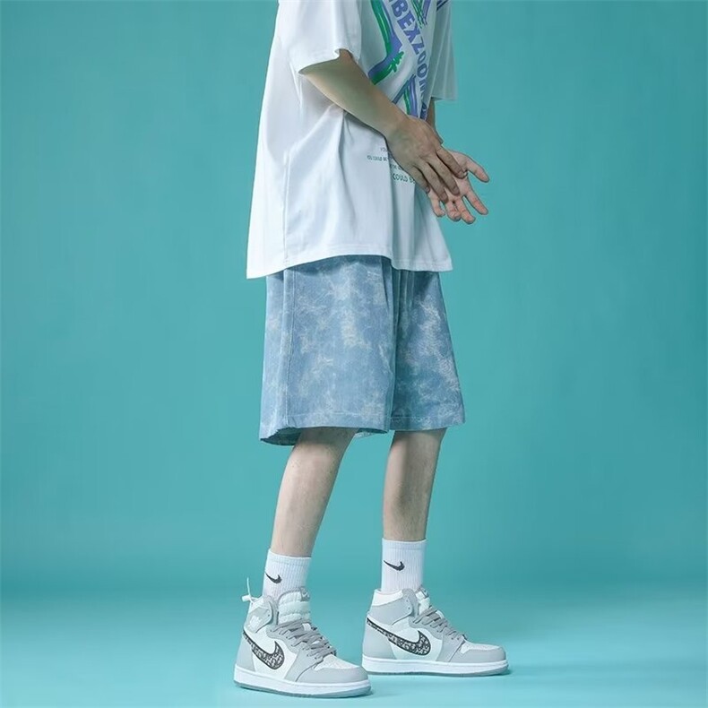 短裤男夏季冰丝薄款花短裤宽松休闲青少年五分速干沙滩裤DK236,男装牛仔裤,星座1116A-1（原606A）