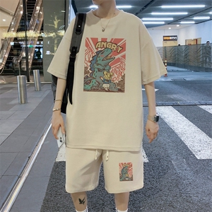！2025夏季新款男士华夫格短袖T恤一套学生套装HTZ87P50图片